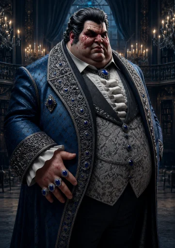 A corpulent kingpin, gorging on greed and sipping your despair.