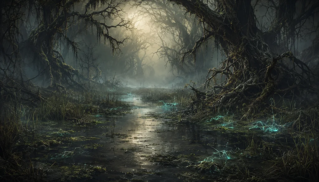 A drowning land, a sinking fate-few enter, fewer return.